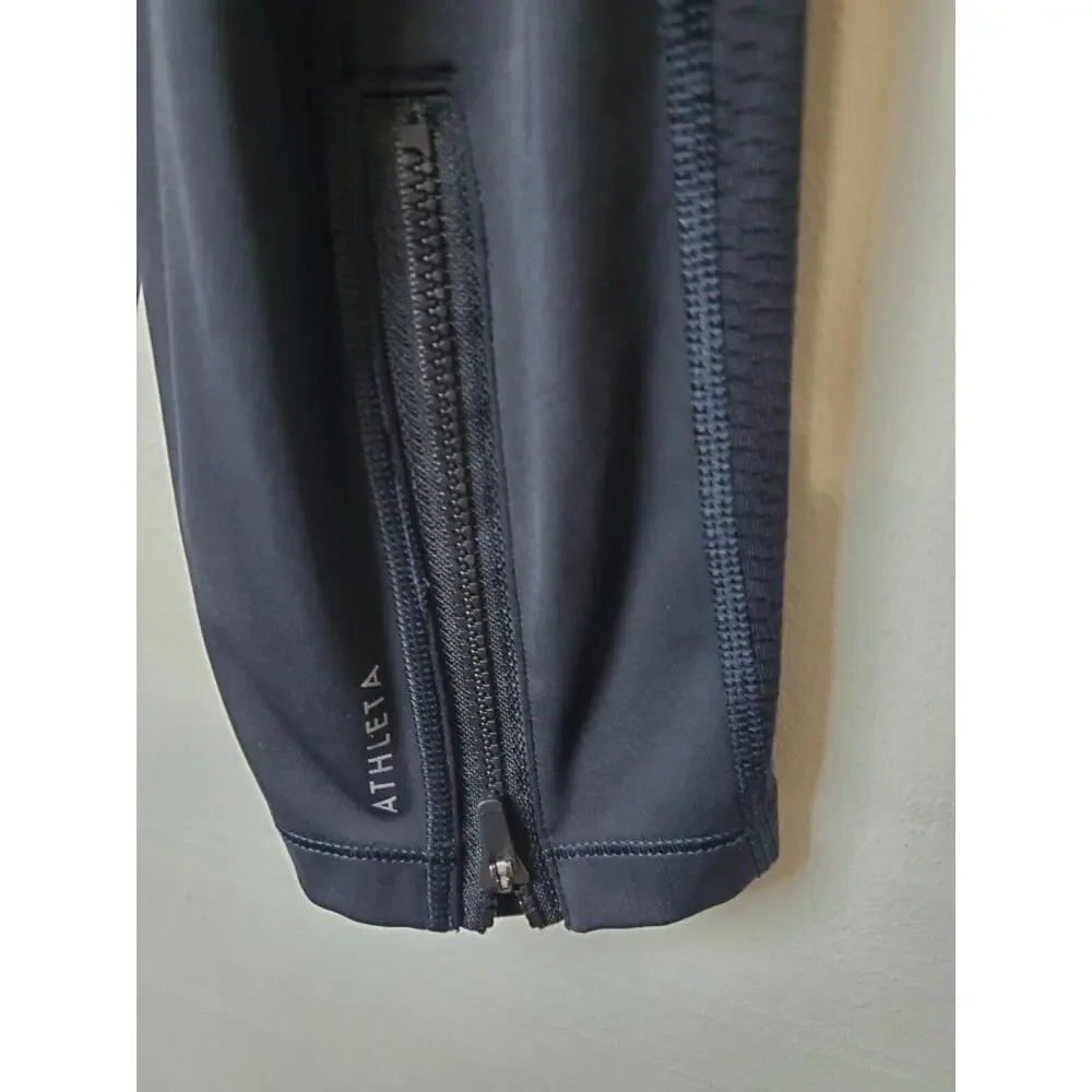 Athleta 7/8 Tight‎ Leggings Medium Black Pockets Ankle Zippers Vented Womens